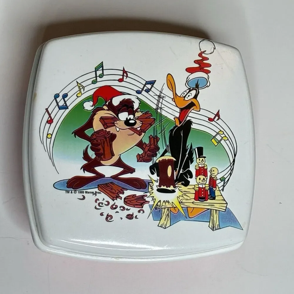 Looney Tunes Christmas Square Storage Container Warner Bros Taz Sylvester